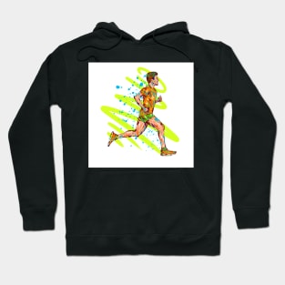 Running man colorful illustration digital art Hoodie